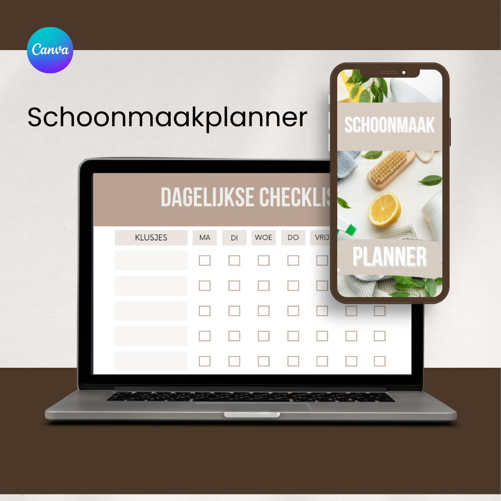 schoonmaakplanner-templatory-klussen-planner schoonmaakplanner - overzicht huishouden - schoon huis