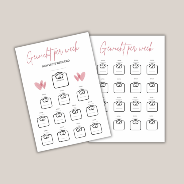 weight loss tracker template printable-gewicht-bijhouden-gewichtsverlies-afvallen - Nederlands en PDF
